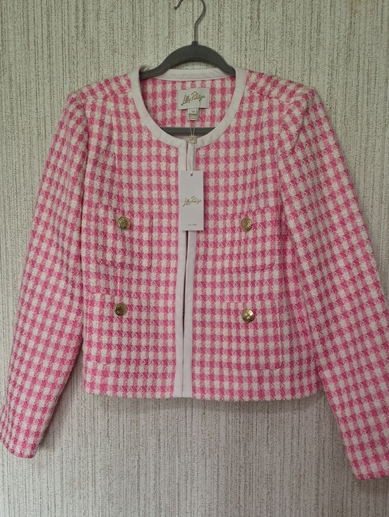Lilly Pulitzer Jackets & Blazers - NWT Lilly Pulitzer 12 Rohana Boucle Jacket Rousseau Pink Charming Check Boucle